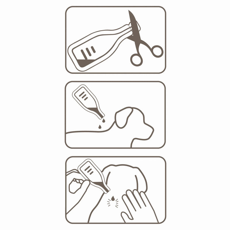 How to apply spot-on tick treatment to a dog, parting the fur at the back of the neck