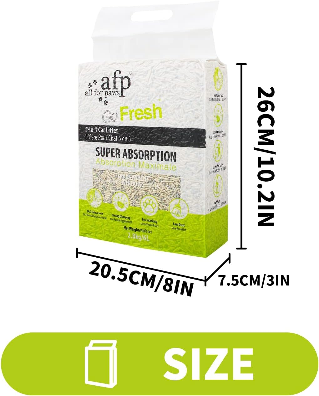 AFP All For Paws Premium 5-In-1 Clumping Cat Litter, Tofu And Bentonite Blend, Odor Control, Easy Scooping, Fresh Scent - Fast Absorption,6.2 Lbs/6L