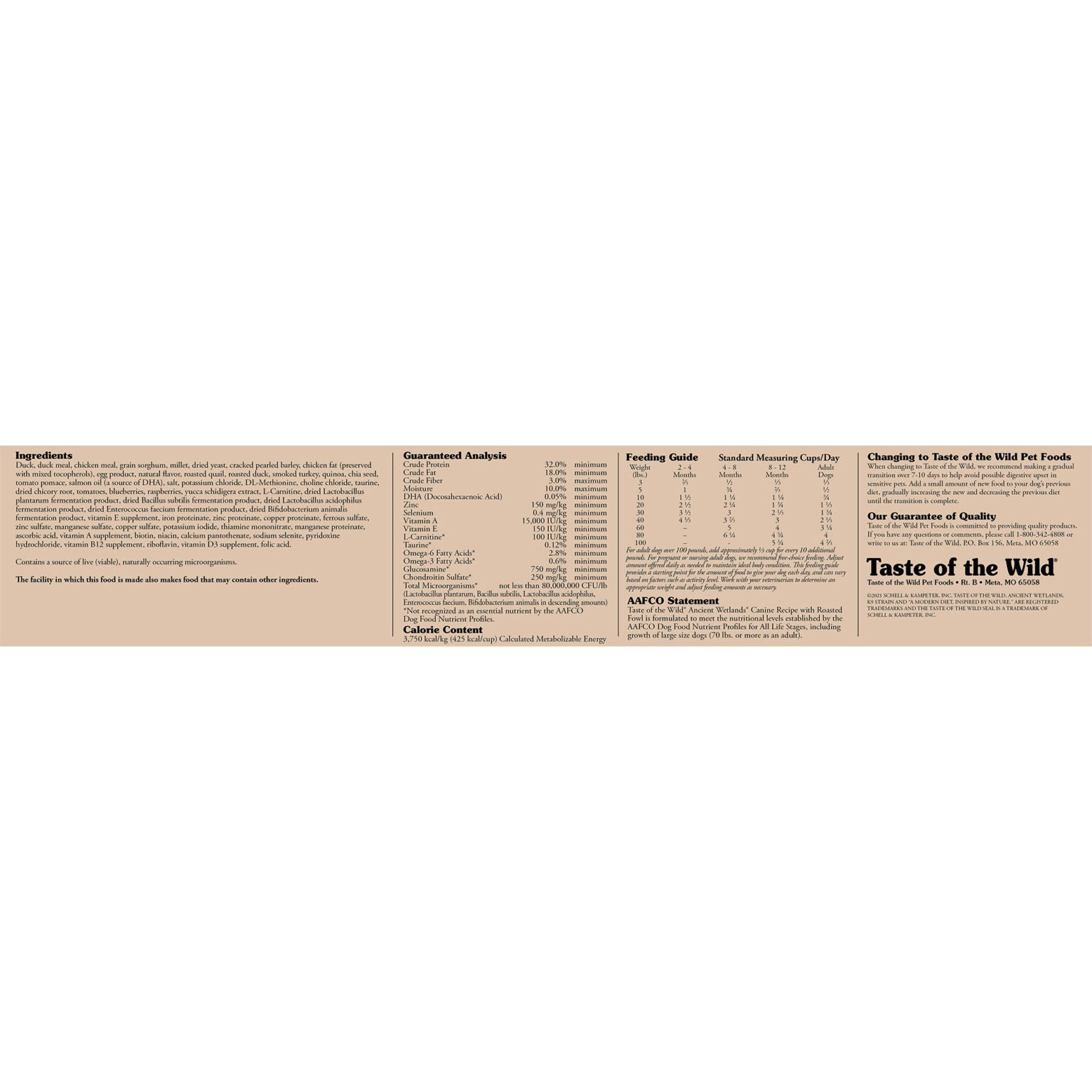 Taste of the Wild Ancient Wetlands Dry Dog Food Bag