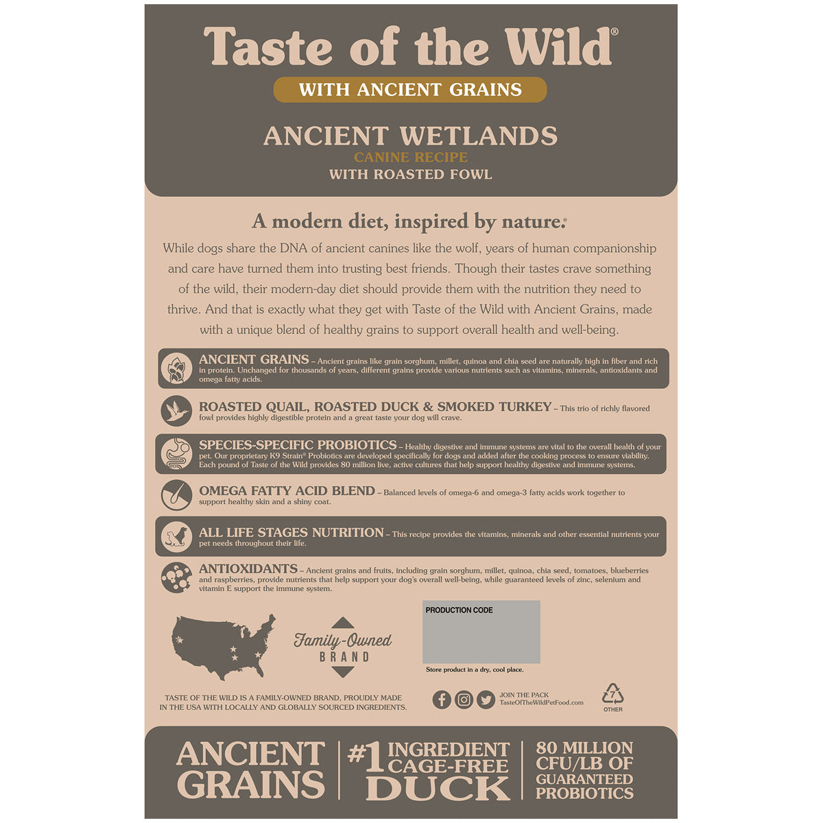 Taste of the Wild Ancient Wetlands Dry Dog Food Bag