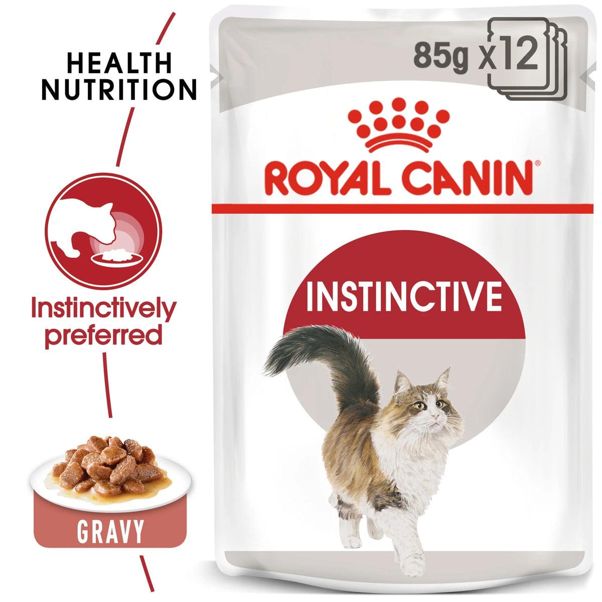 Royal Canin Feline Health Nutrition Instinctive Adult Cats Gravy (Wet Food - Pouches) 12 x 85 g