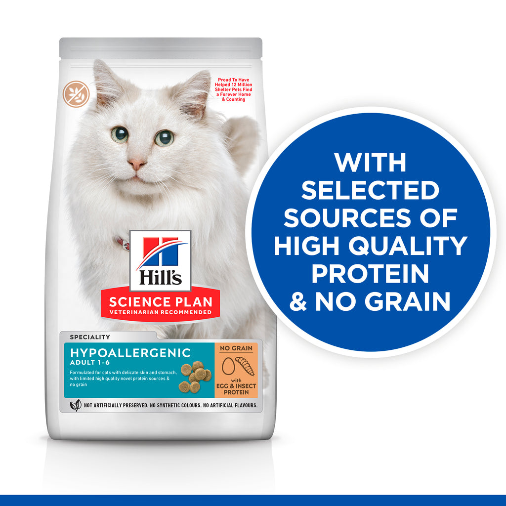 Hill's Science Plan Hypoallergenic Adult Cat Food No Grain Egg & Insect Protein