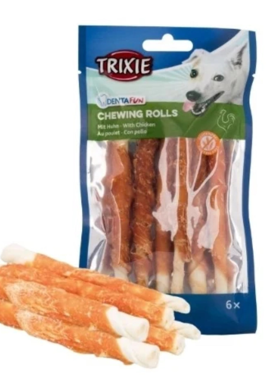 Trixie Denta Fun 6 Chicken Chewing Rolls Dog Chews 70g