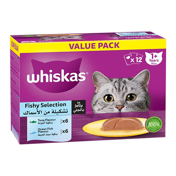 Whiskas Fishy Selection in Jelly Wet Cat Food- 12X80G