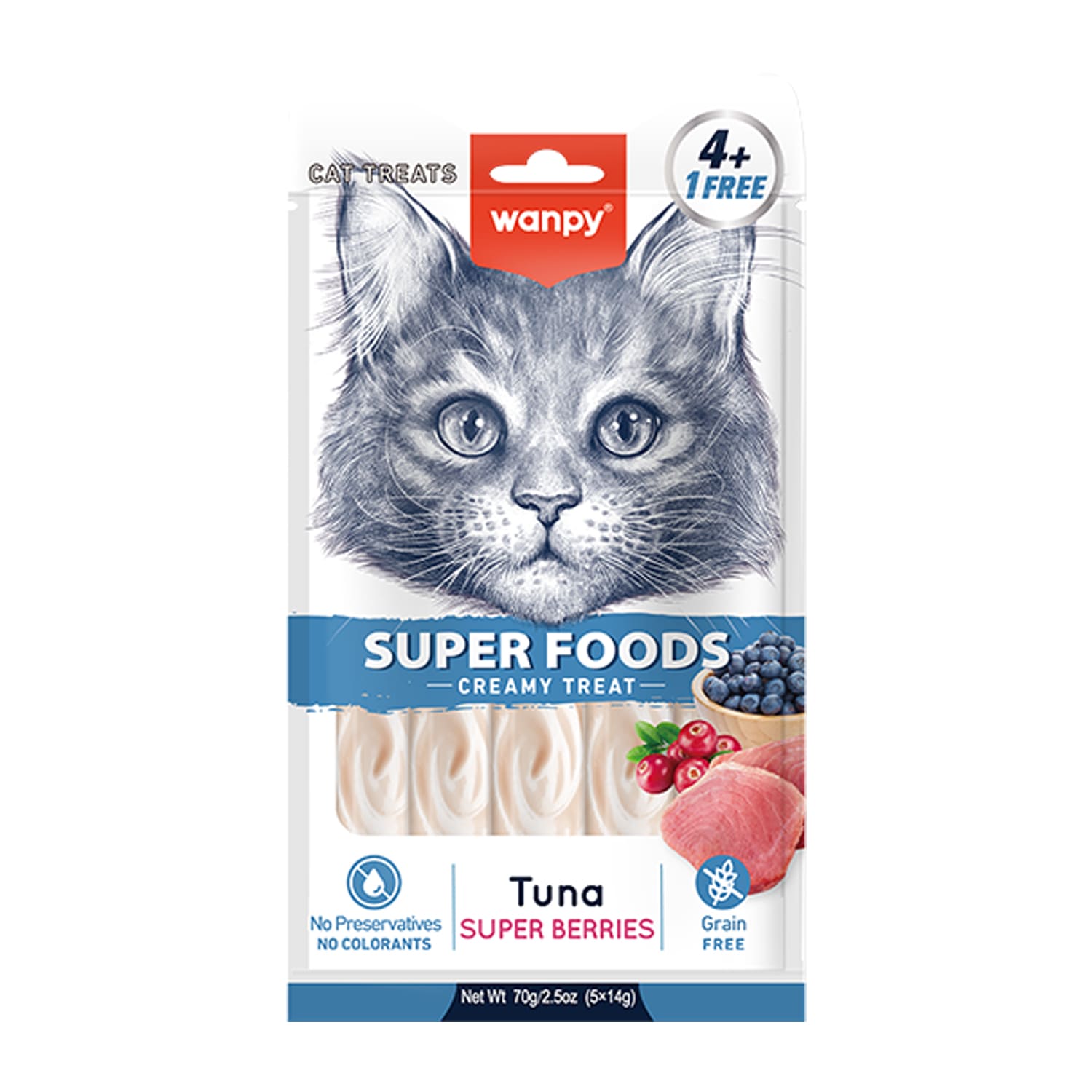 WANPY Superfoods Creamy Treat For Cat Tuna With Super Berries