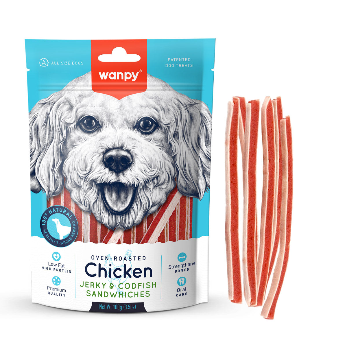 Wanpy Chicken Jerky & Codfish Sandwiches