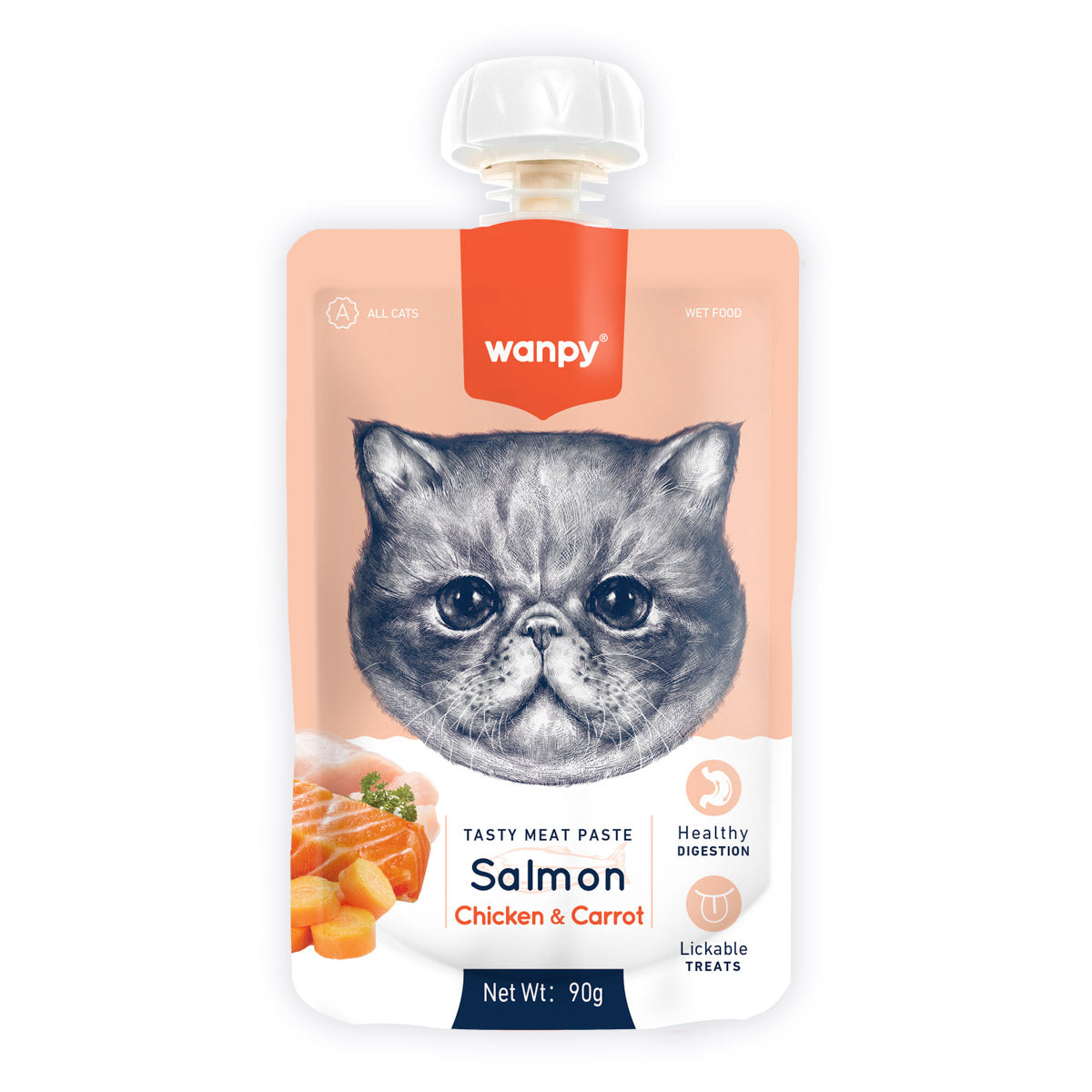 Wanpy Tasty Meat Paste Salmon, Chicken and Carrot for Cats