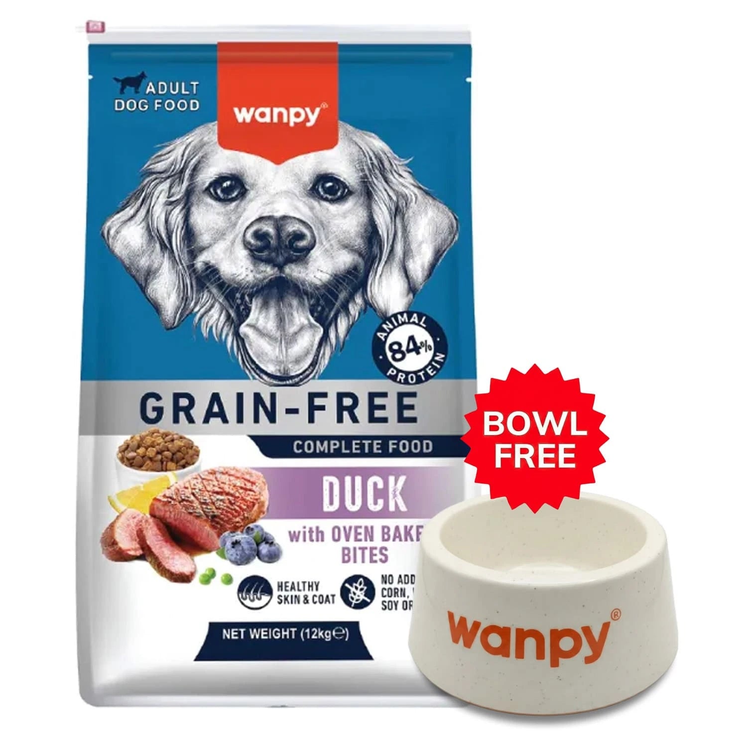 Wanpy Grain Free Complete Food for Adult Dog - Duck Recipe -