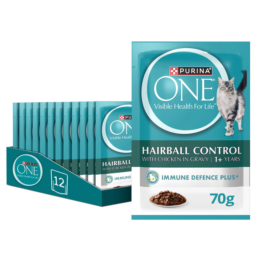 Purina One Hairball Control Wet Food with Chicken in Gravy for Adult Cats (1+ Years)