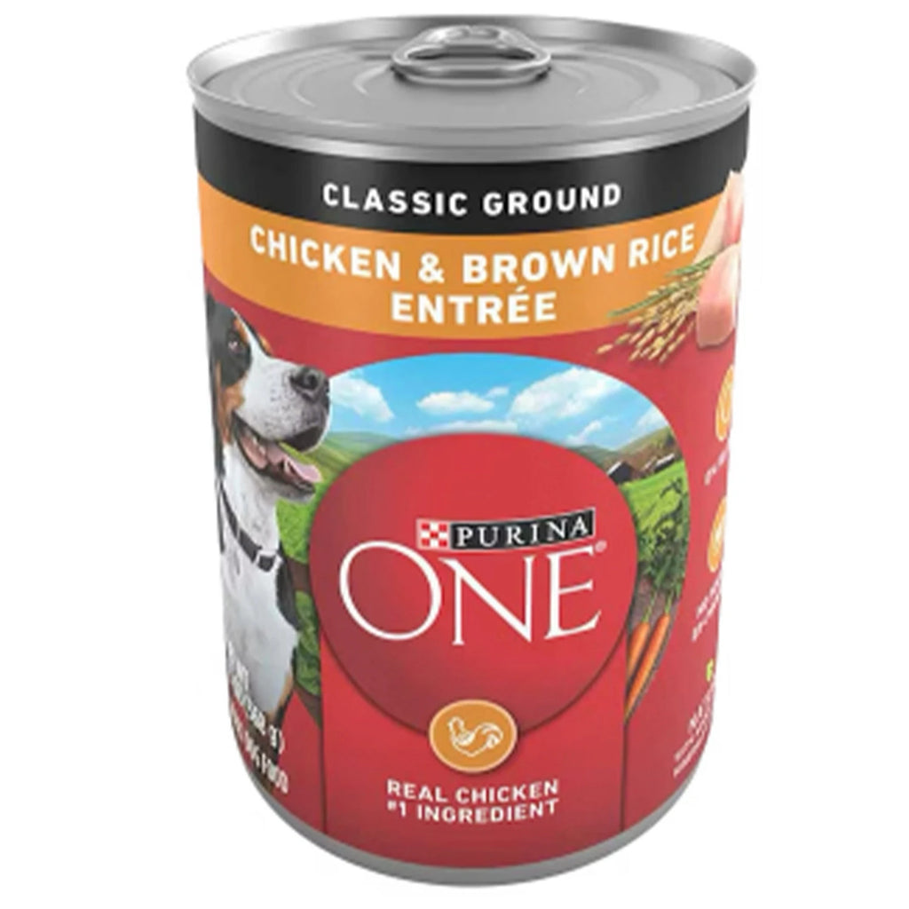 Purina One Classic Ground Chicken & Brown Rice Wet Dog Food 368 g