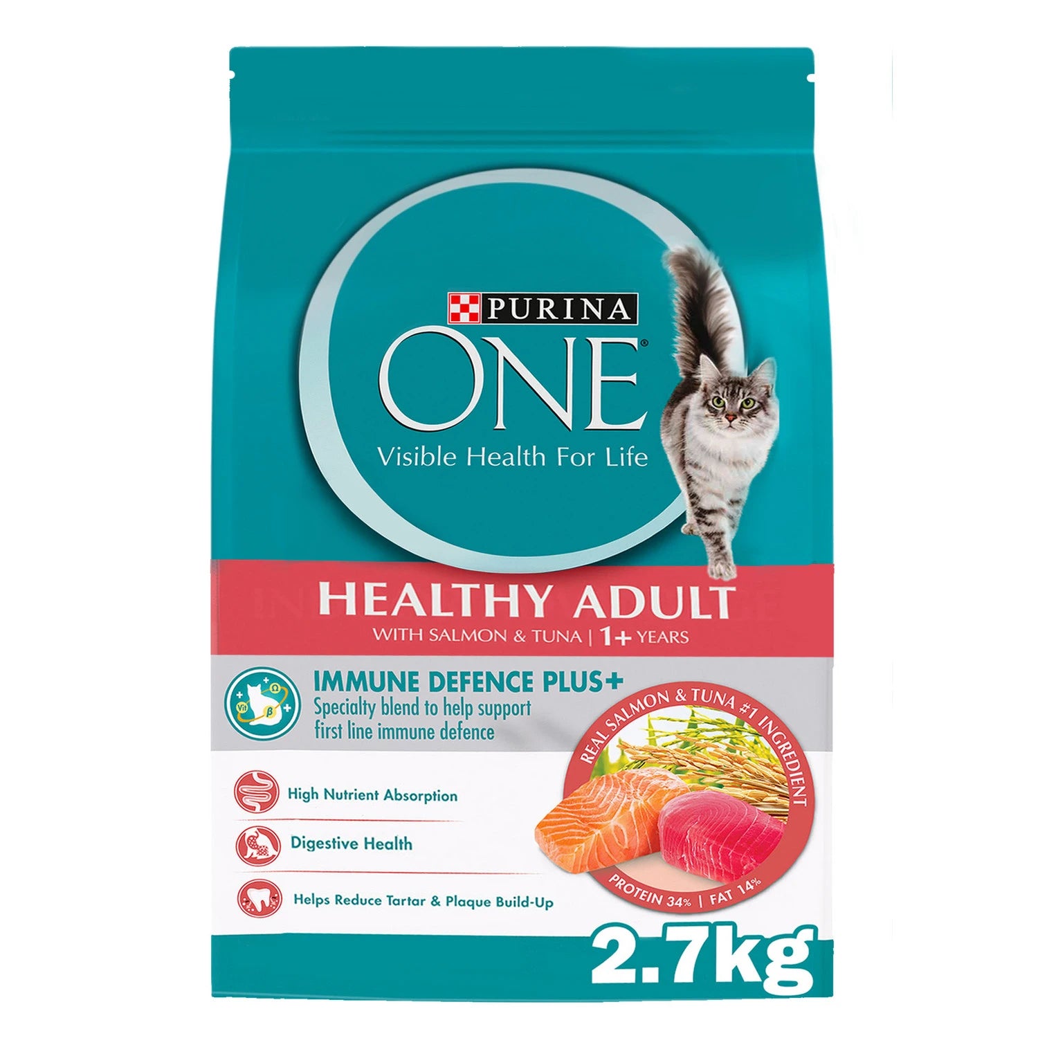 PURINA ONE Adult with Salmon & Tuna 1+ Year Dry Cat Food - 380g