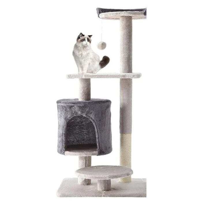 Cat tower with high platforms, a safe way to satisfy the climbing instinct behind how many lives does a cat have