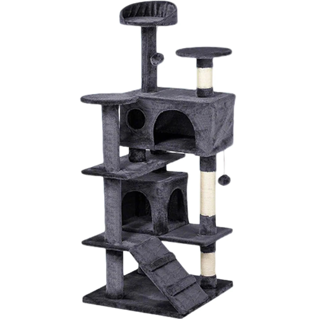 Cozy Paws Cat Tree with Sisal-Covered Scratching Posts -Dark Grey - 50* 50* 132 Cm