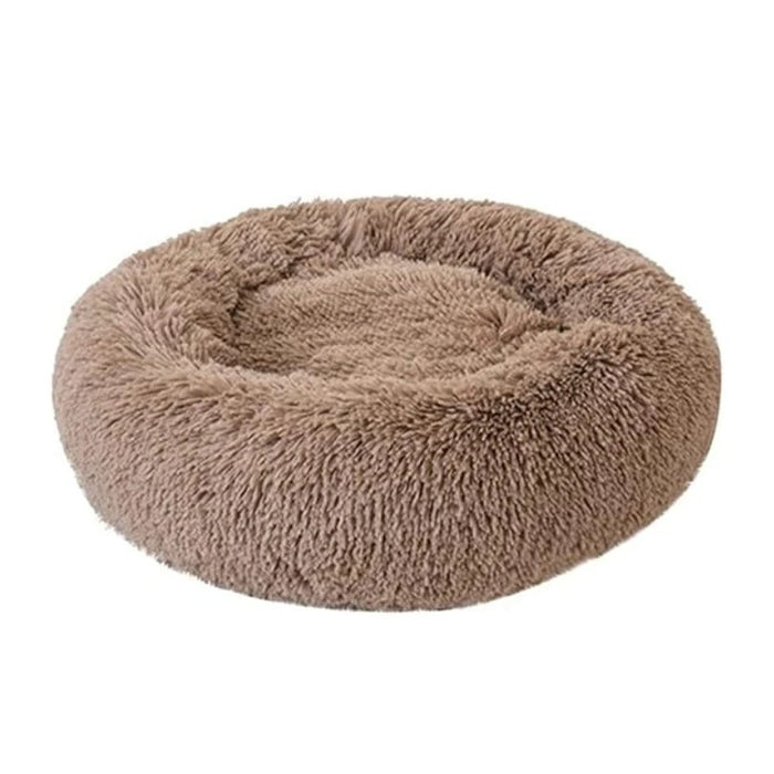 Soft round dog bed, a quiet retreat for a dog that pants from anxiety rather than heat