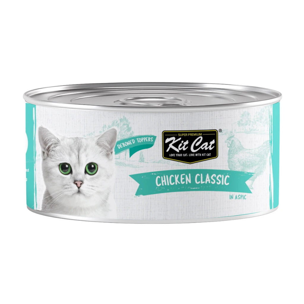 Kit Cat Classic Chicken Wet Cat Canned Food Grain Free Toppers 80 grams, (Pack of 24 pcs)