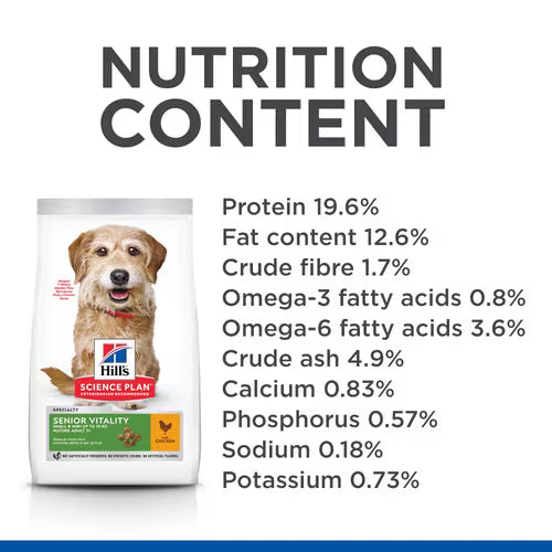 Hill's Science Plan Senior Vitality Small & Mini Mature Adult 7+ Dog Food with Chicken & Rice