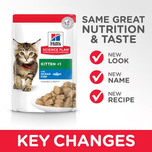 Hill's Science Plan Tender Chunks & Gravy Kitten Ocean Fish Pouches