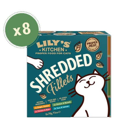 Lily's Kitchen Shredded Fillets in Broth Multipack Wet Cat Food - 8X70G
