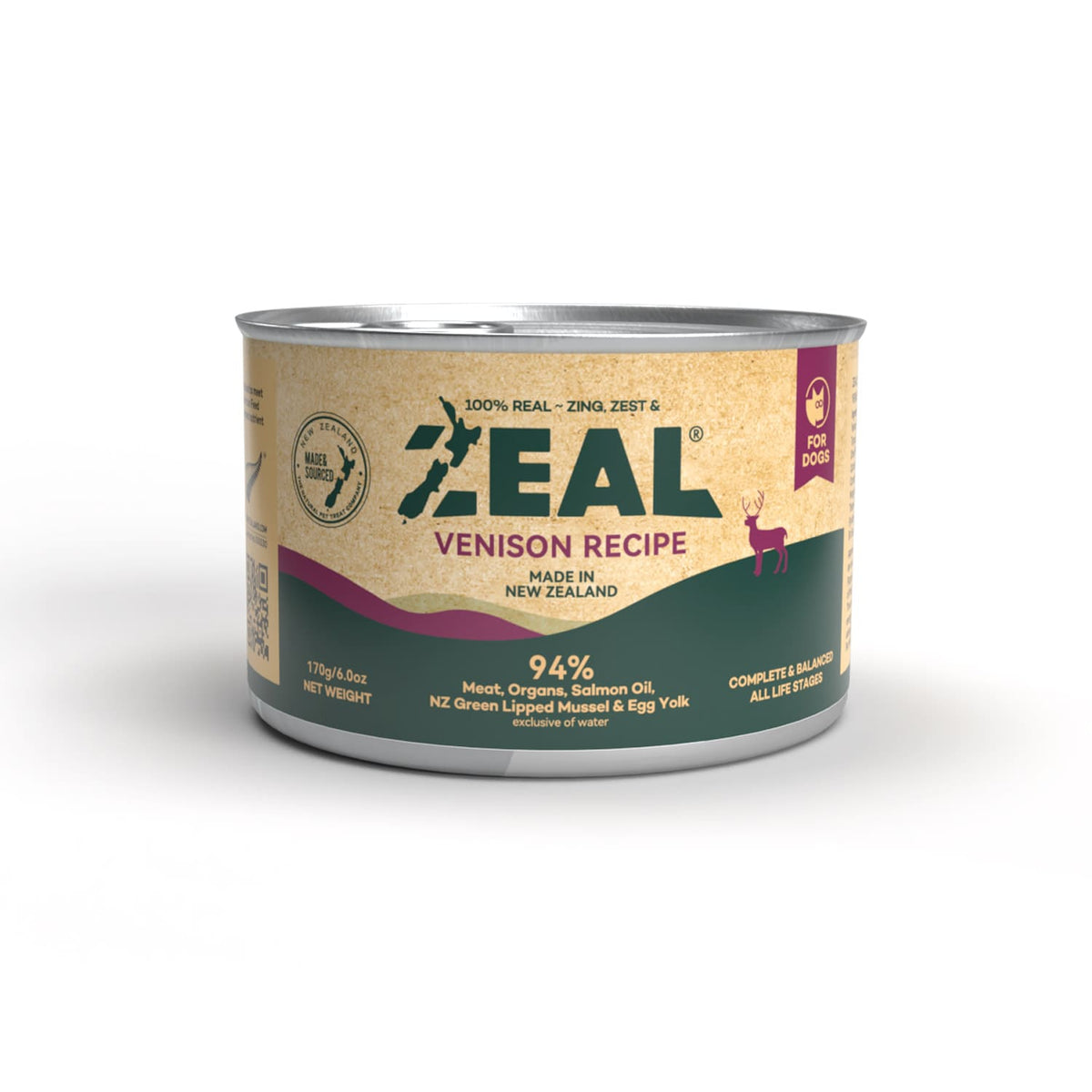Zeal Venison Recipe Grain Free Canned Dog Food 170g